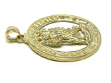 14k Yellow Gold Saint Christopher Round Medal Religious Charm Pendant 5.8 grams