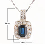 14k White Gold 0.25ctw Sapphire & Diamond Pendant Necklace 18"