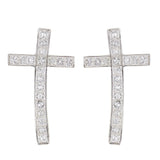 18k White Gold 0.65ctw Princess Diamond Cross Earrings