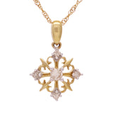 14k Yellow Gold 0.15ctw Diamond Snowflake Pendant Necklace