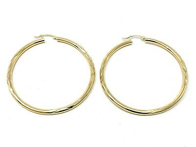14k Yellow Gold Hollow Hoop Loop Round Earrings 2.1
