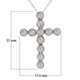 14k White Gold 0.50ctw Diamond Bezel Cross Floating Pendant Necklace 18"
