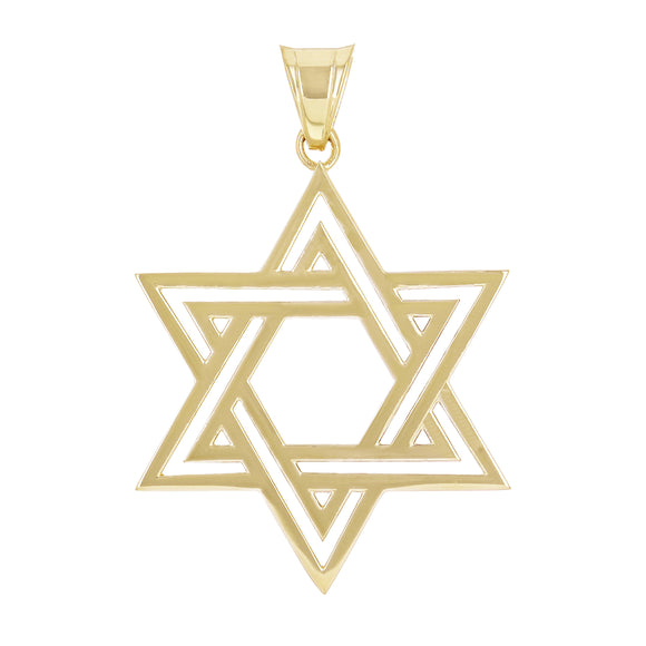 14k Yellow Gold Jewish Star of David Religious Charm Pendant 1.9