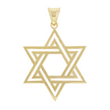 14k Yellow Gold Jewish Star of David Religious Charm Pendant 1.9" 12.7 grams