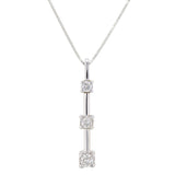 14k White Gold 1/2ctw Diamond Anniversary Past, Present, Future Pendant Necklace