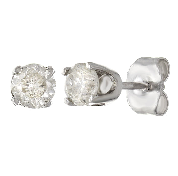 14k White Gold 0.50ctw Round Brilliant Cut Diamond Solitaire Stud Earrings