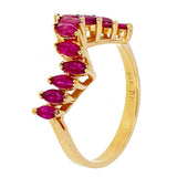 14k Yellow Gold Marquise Ruby Chevron Stacking Ring Size 6.5