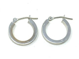 14k White Gold Hollow Round Hoop Loop Earrings 15.4mm x 15mm 0.9 gram