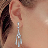 14k White Gold 1.25ctw Diamond Vintage Chandelier Duster Dangle Fringe Earrings
