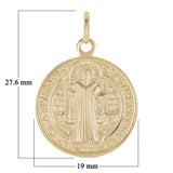 14k Yellow Gold Round Saint Benedict Medal Charm Pendant 3.7 grams