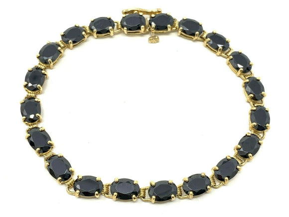 14k Yellow Gold Oval Black Onyx Bracelet 6.75