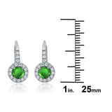14k White Gold 0.75ctw Green & White Diamond Circle Drop Lever Back Earrings