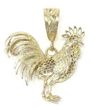 14k Yellow Gold Diamond Cut Rooster Cock Chicken Bird Charm Pendant 13.2 grams