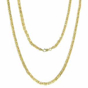 14k Yellow Gold Solid Square Byzantine Chain Necklace 28" 3.5mm 51.6 grams