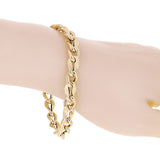 Women's Italian 14k Yellow Gold Hollow Fancy Link Bracelet 8.25" 8.8mm 6.4 grams