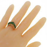 14k Yellow Gold 0.33ctw Marquise Emerald & Diamond Chevron Ring Size 5.5