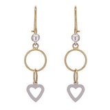 14k Two Tone Gold Oval Round Heart Drop Dangle Earrings 1.5" 2.3 grams