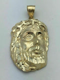 14k Yellow Gold Diamond Cut Jesus Christ Face Charm Pendant Religious 10 grams