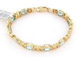 14k Yellow Gold Blue Topaz X Criss Cross Bracelet 7.25" 6.7mm 14.5 grams