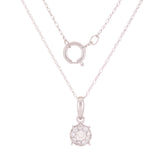14k White Gold Diamond Accent Cluster Circle Pendant Necklace 18"