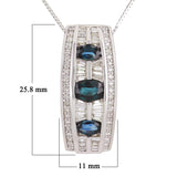 14k White Gold 0.93ctw Sapphire & Diamond Elongated Pendant Necklace 18"