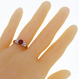 18k White Gold 0.55ctw Oval Ruby & Diamond Cluster Anniversary Ring Size 6.25