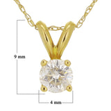 14k Yellow Gold 0.33ctw Diamond Double Bail Solitaire Pendant Necklace 18"