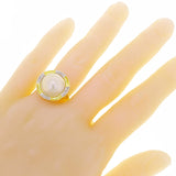 14k Yellow Gold 0.03ctw Diamond & 13mm Mabe Pearl Circle Ring Size 7