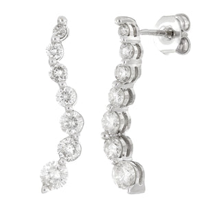14k White Gold 1ctw Diamond Journey Earrings