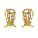 14k Yellow Gold Pave White Crystal Hinged Fashion Earrings