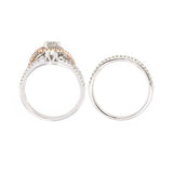 14k White & Rose Gold 1ctw Diamond Matching 2 Piece Wedding Bridal Set Ring Sz 7
