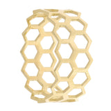 14k Yellow Gold Honeycomb Stackable Ring 8.5mm Size 7.5 1.7 grams