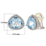 14k White Gold 0.33ctw Blue Topaz & Diamond Halo Statement Earrings