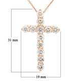 14k Rose Gold 2.30ctw Diamond Floating Cross Pendant Necklace