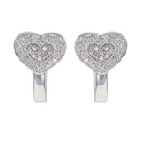 14k White Gold 1/3ctw Brilliant Diamond Heart Huggie Earrings
