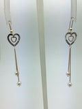 14k Tri Color Gold Heart Water Pearl Necklace and Earrings Jewelry Set