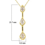 14k Yellow Gold 0.50ctw Pear Diamond Three Stone Bar Pendant Necklace 18"
