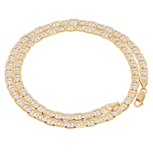 14k Yellow & White Gold Diamond Cut Mariner Chain Necklace 18