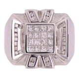14k White Gold 1.35ctw Diamond Geometric Dimensional Square Top Ring Size 10.5