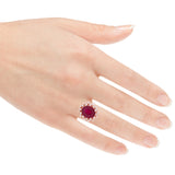14k Rose Gold 0.74ctw Ruby & Diamond Floral Snowflake Cluster Milgrain Ring