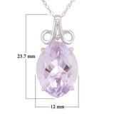 18k White Gold Amethyst Solitaire Scrolling Ribbon Pendant Necklace 18"