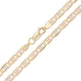 14k Tri Color Gold Pave Valentino Mariner Link Chain Necklace 20" 4mm 14.8 grams