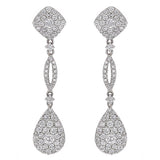 14k White Gold 1 3/4ctw Diamond Pear Dangle Earrings