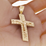 14k Yellow Gold Diamond Cut Jesus Cross Crucifix Pendant 2.5" 11.4 grams