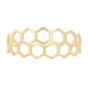 14k Yellow Gold Honeycomb Stackable Ring 5mm Size 7.5 0.9 gram