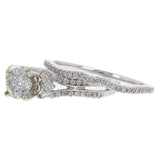 14k White Gold 1.05ctw Diamond Vintage Style 2 Piece Bridal Ring Set Size 7