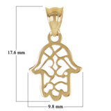 Italian 14k Yellow Gold Small Hamsa Hand of Fatima Charm Pendant  0.4 grams