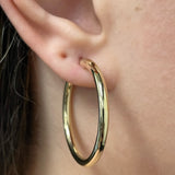 Italian 14k Yellow Gold High Polish 3mm 1.25" Diameter Round Hoop Earrings 2.9g