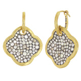 10k Yellow Gold 2.55ctw Champagne Diamond Huggie Hoop Clover Dangle Earrings