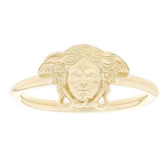 14k Yellow Gold Textured Medusa Greek Face Bright Polished Fashion Ring  Size 8